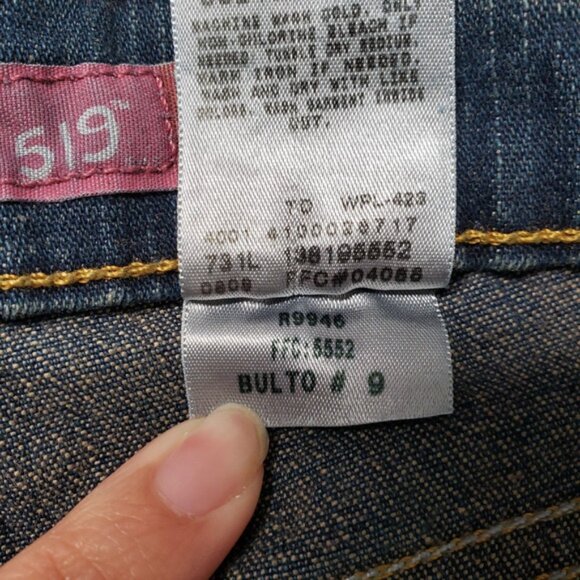 Levis 519 Flare Jeans Womens 12 Short Blue Low Rise Stretch Dark Wash Y2k Denim - Picture 10 of 16